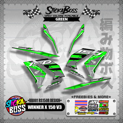 WINNER X 150 V3 DECALS ( BB001 RS150R DESIGN )【WITH FREEBIES】