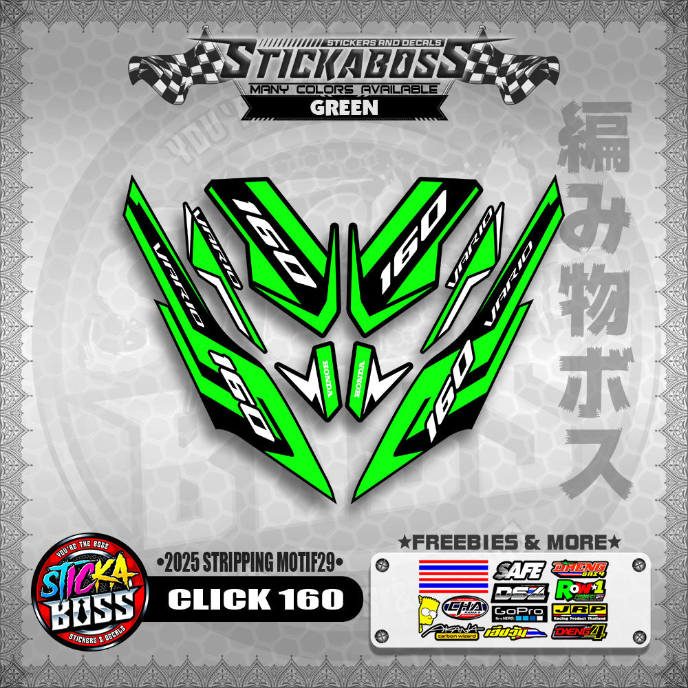 CLICK 160 STICKER DECALS ( 2025 STRIPPING MOTIF29 )【WITH FREEBIES】