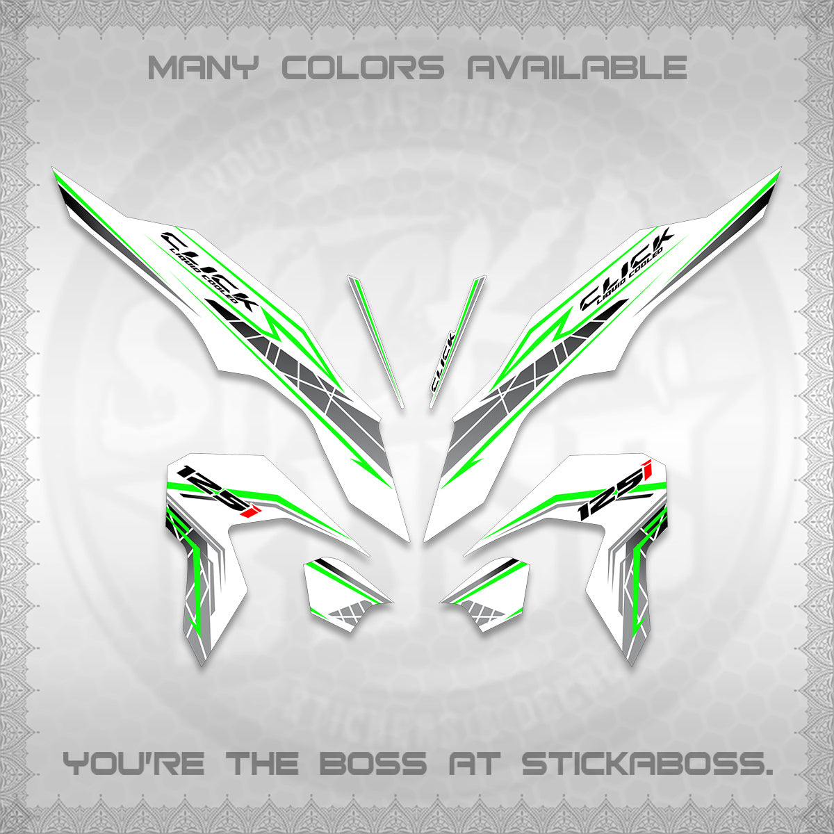 CLICK 125 V3 FOR WHITE DECALS (2023 SIMPLE STRIPE DESIGN) STICKER DECALS By STICKABOSS