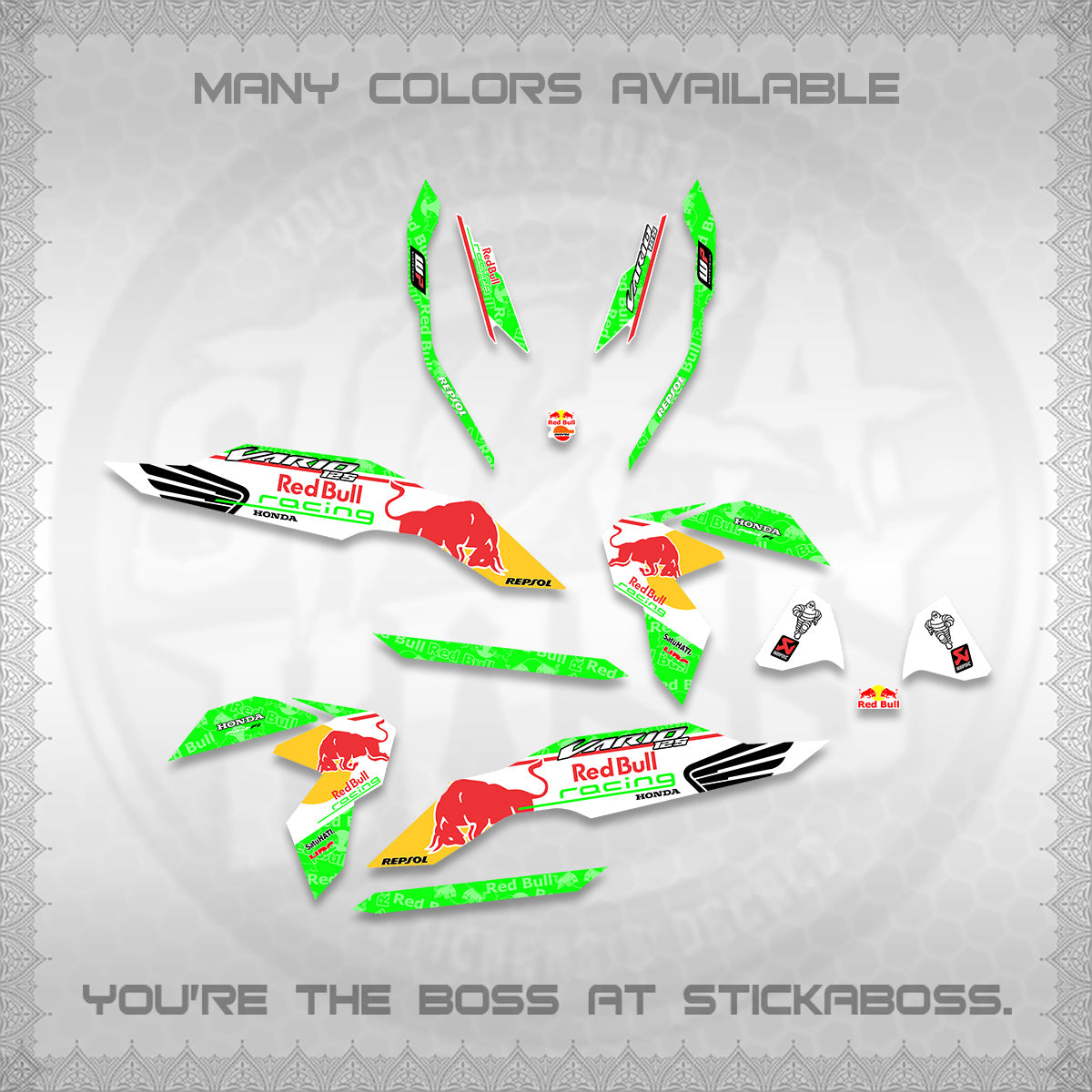 CLICK V3 DECALS (2026 BULLREDS RACE DESIGN) STICKER KITS BY STICKABOSS