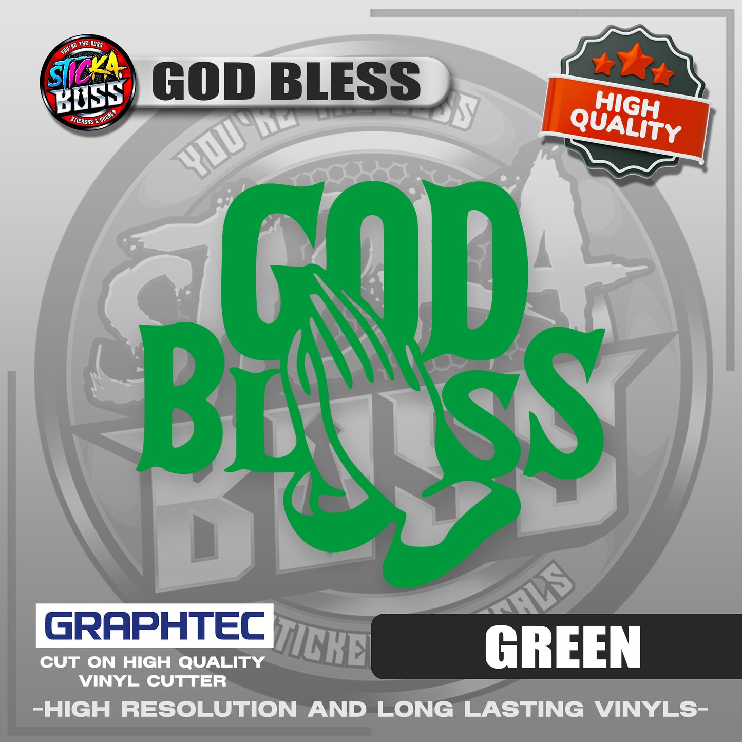 GOD BLESS | VINYL WATERPROOF CUT-OUT STICKER DECALS【Stickaboss】