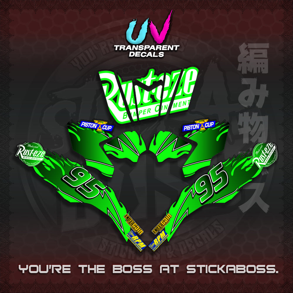 【PREMIUM UV PRINT】CLICK 125 V3 ( TRANSPARENT LIGHTING MCQUEEN DESIGN ) STICKER DECALS By STICKABOSS