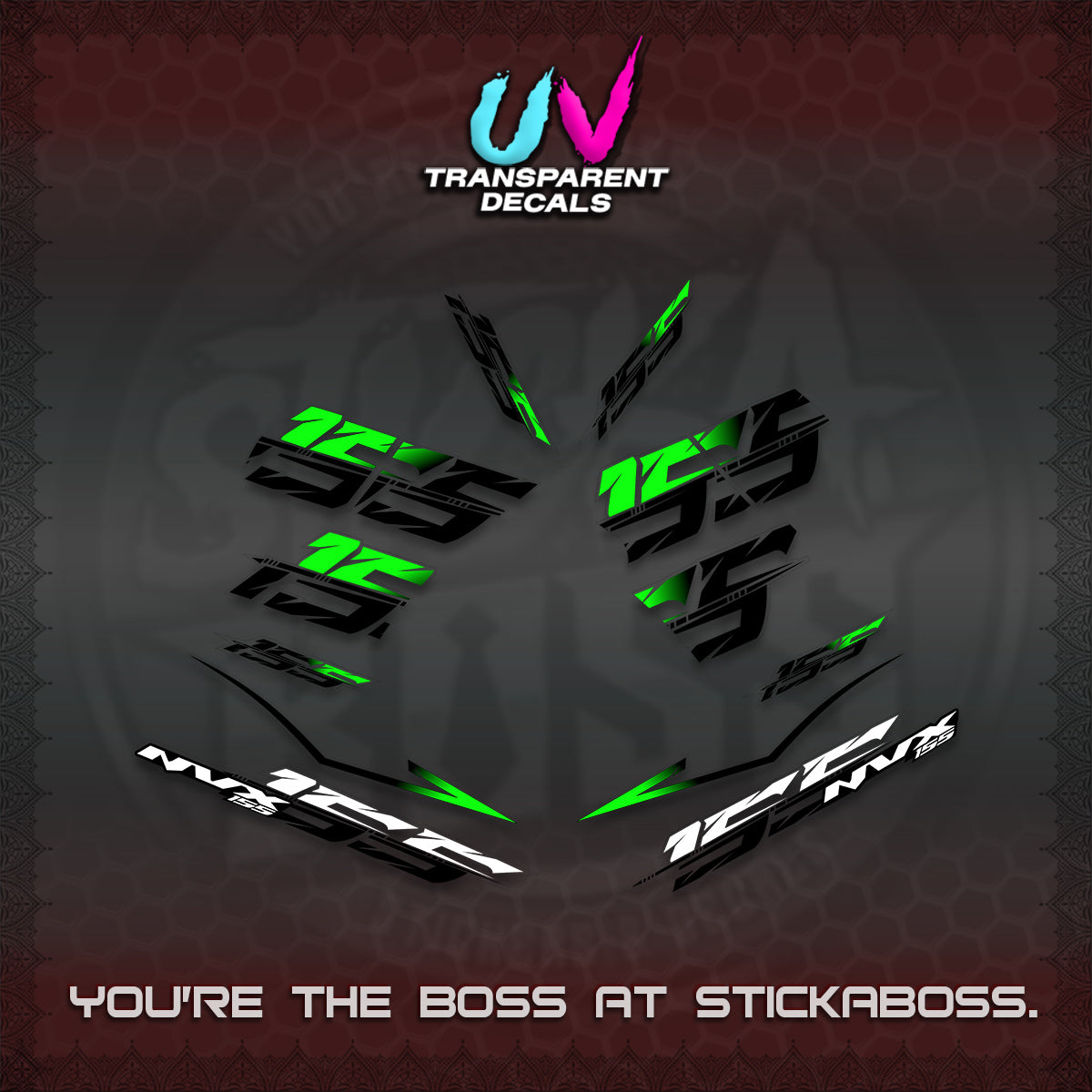 AEROX 155 V2 UV TRANSPARENT DECALS (2026 NVX VIETNAM) STICKER KITS BY STICKABOSS