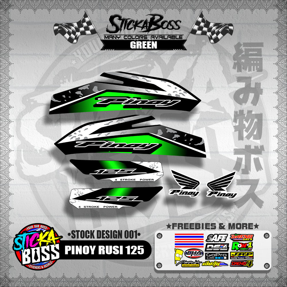 PINOY RUSI 125 DECALS ( STOCK DESIGN 001 )【WITH FREEBIES】