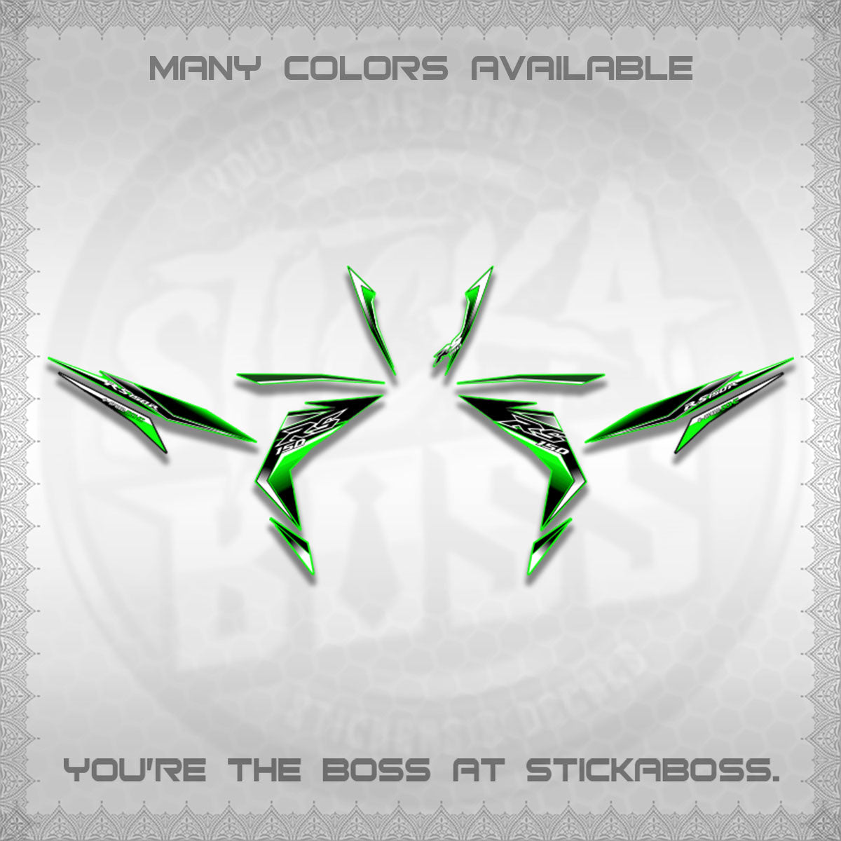 WINNER 150 V1 DECALS (GTR 150 RS PATTERN)STICKER DECALS By STICKABOSS