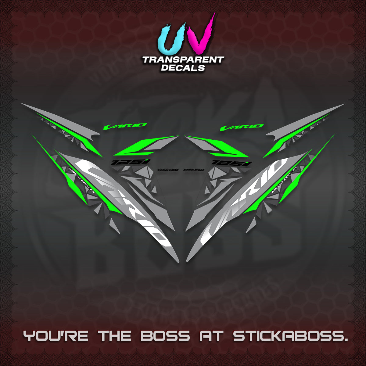 CLICK 125 V2 VARIO UV TRANSPARENT DECALS (2018–2022 STYLE DESIGN) STICKER DECALS BY STICKABOSS