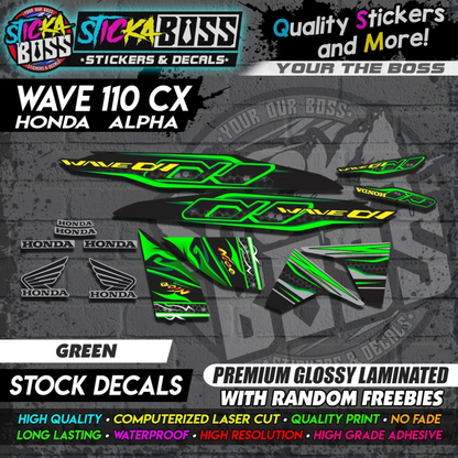 Honda Wave 110 Alpha CX (Stock Decals)【PREMIUM GLOSSY LAMINATED】