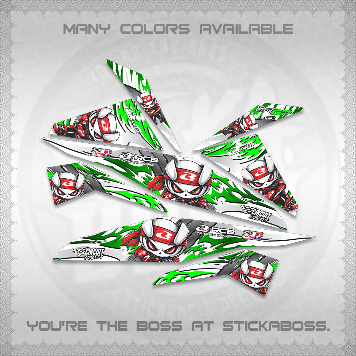 BEAT FI V1 FOR WHITE DECALS (2026 NEW RCB 2.0 DESIGN) STICKER KITS BY STICKABOSS