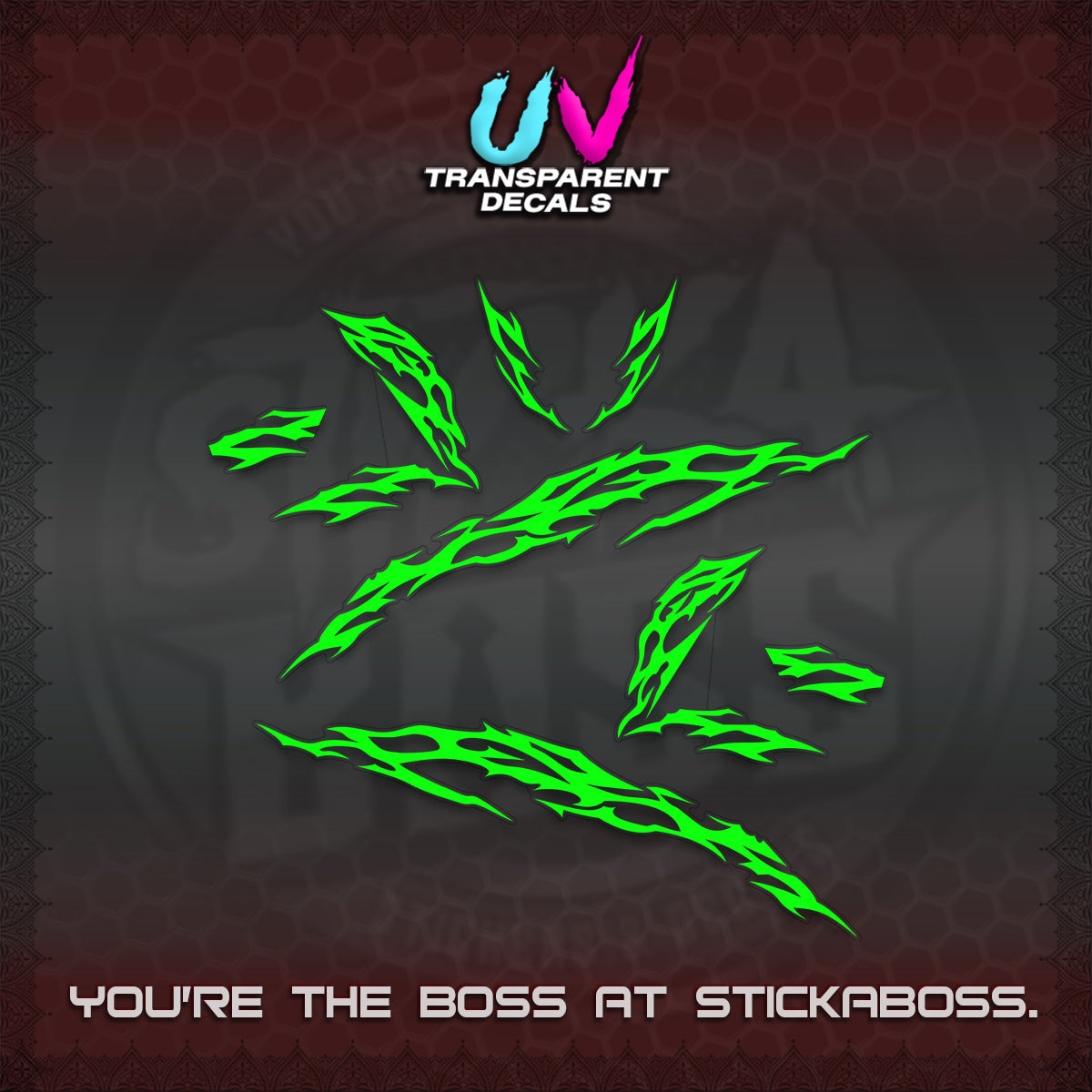 CLICK 125 V3 UV TRANSPARENT DECALS (2026 TRIBAL LIGHTNING DESIGN) STICKER KITS BY STICKABOSS