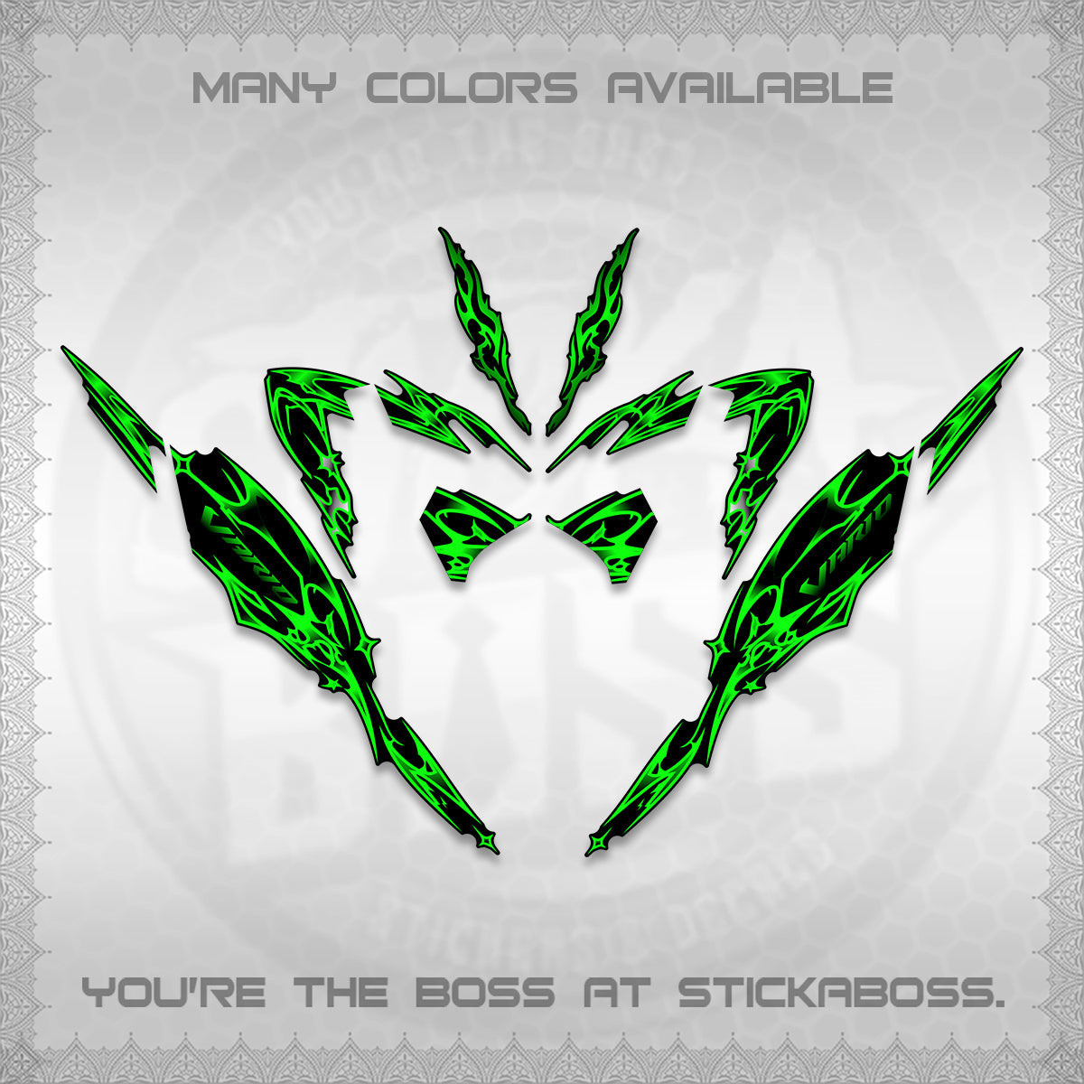 CLICK 125 V4 VARIO DECALS (2026 TRIBAL LIGHTNING DESIGN) STICKER KITS BY STICKABOSS
