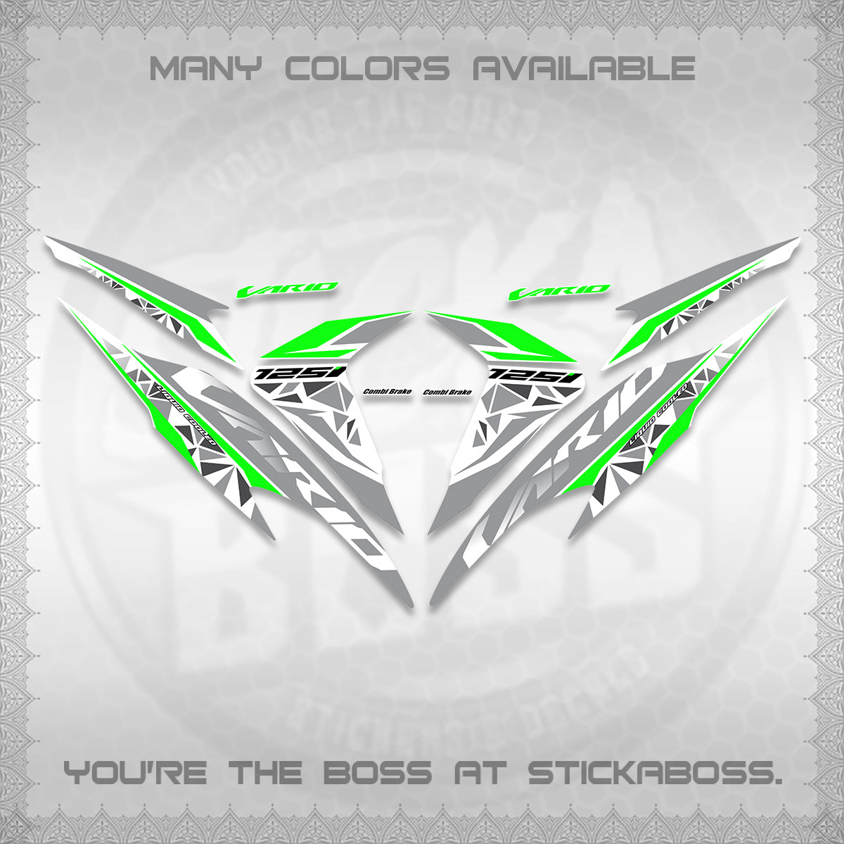 CLICK 125 V2 VARIO FOR WHITE DECALS (2018–2022 STYLE DESIGN) STICKER DECALS BY STICKABOSS