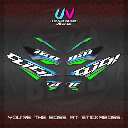 CLICK 160 STRIPING UV TRANSPARENT DECALS (SPORTS RACE STRIPES 01) STICKER KITS BY STICKABOSS