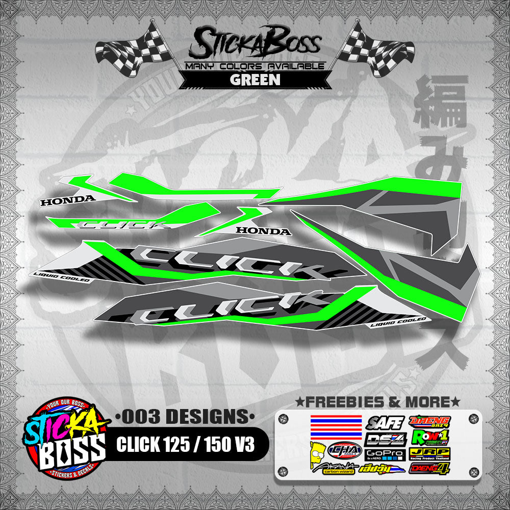 CLICK 125 / 150 V3 STOCK DECALS ( 003 DESIGNS )【WITH FREEBIES】