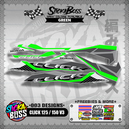 CLICK 125 / 150 V3 STOCK DECALS ( 003 DESIGNS )【WITH FREEBIES】