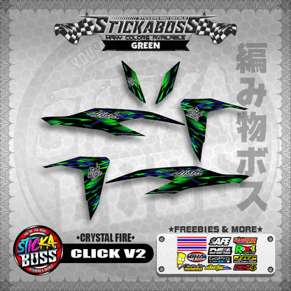 CLICK V2 STICKER DECALS ( CRYSTAL FIRE )【WITH FREEBIES】