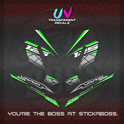 CLICK 125 V4 VARIO UV TRANSPARENT DECALS (2026 MODERN STRIPE DESIGN) STICKER KITS BY STICKABOSS