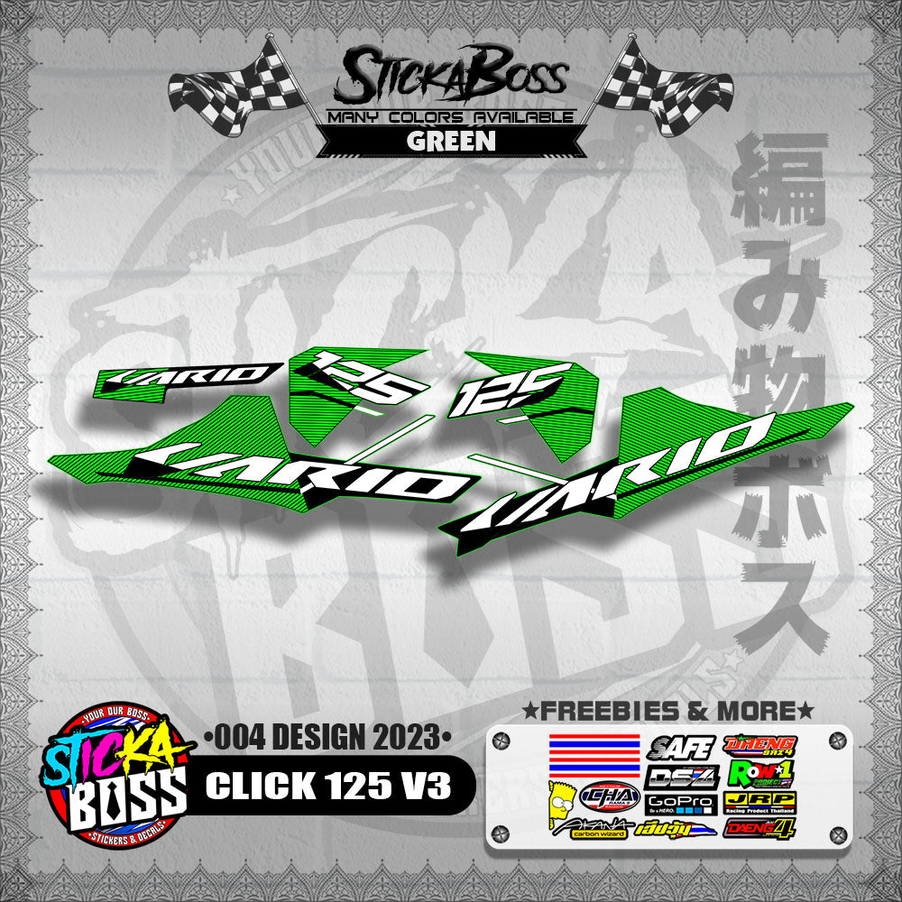 CLICK 125 V3 STOCK DECALS ( 004 DESIGN 2023 ) VARIO【WITH FREEBIES】