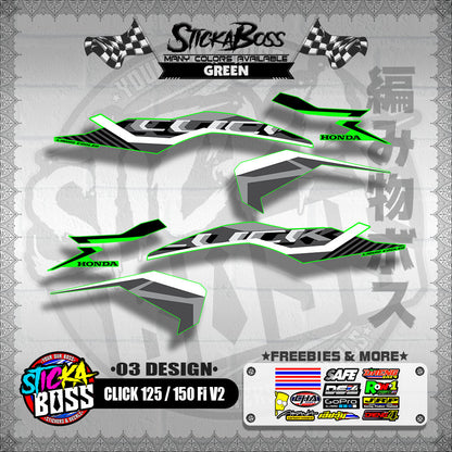 CLICK 125 / 150 Fi V2 DECALS ( 03 DESIGN )【WITH FREEBIES】