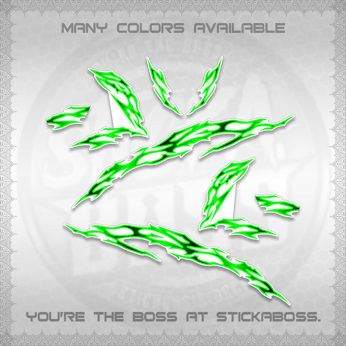 CLICK 125 V3 FOR WHITE DECALS (2026 TRIBAL LIGHTNING DESIGN) STICKER KITS BY STICKABOSS