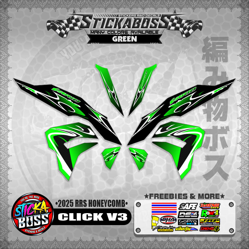 CLICK V3 INDO STICKER DECALS ( 2025 RRS HONEYCOMB )【WITH FREEBIES】