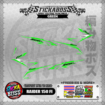 [ PREMIUM UV PRINT ] TRANSPARENT RAIDER 150 FI STICKER DECALS ( SATRIA F150 GARANSI )【WITH FREEBIES】