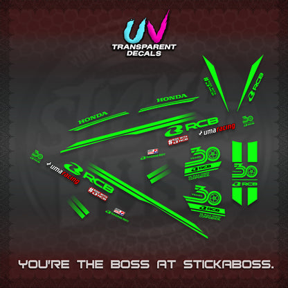 CLICK 125 V2 UV TRANSPARENT DECALS (2026 30TH ANNIVERSARY RACING DESIGN) STICKER DECALS By STICKABOSS