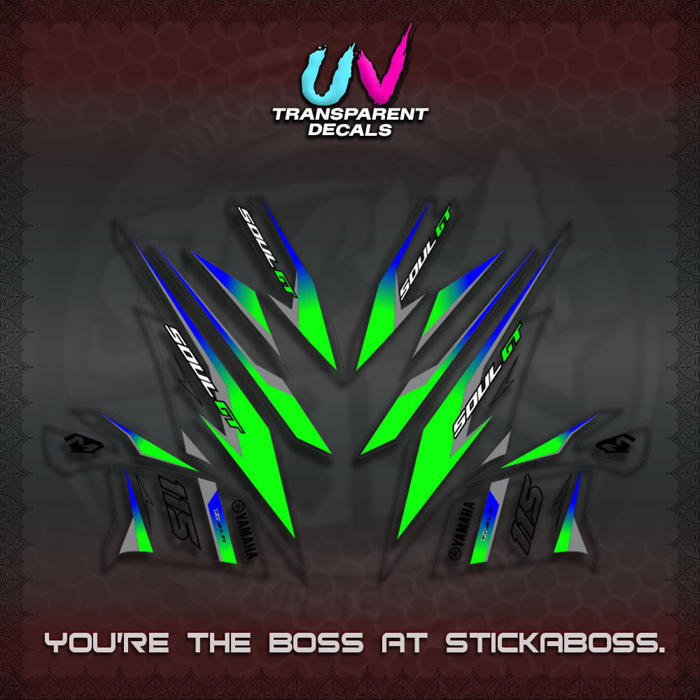MIO SOUL I 115 GT INDO UV TRANSPARENT DECALS(0003 DESIGN)STICKER DECALS By STICKABOSS