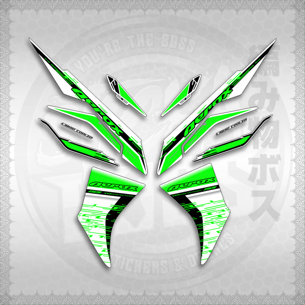 STICKER DECALS for AEROX V3 ALPHA TURBO INDO FOR WHITE (AV3NESTEDMA) By STICKABOSS (SOFIE LAMINATED WATERPROOF)