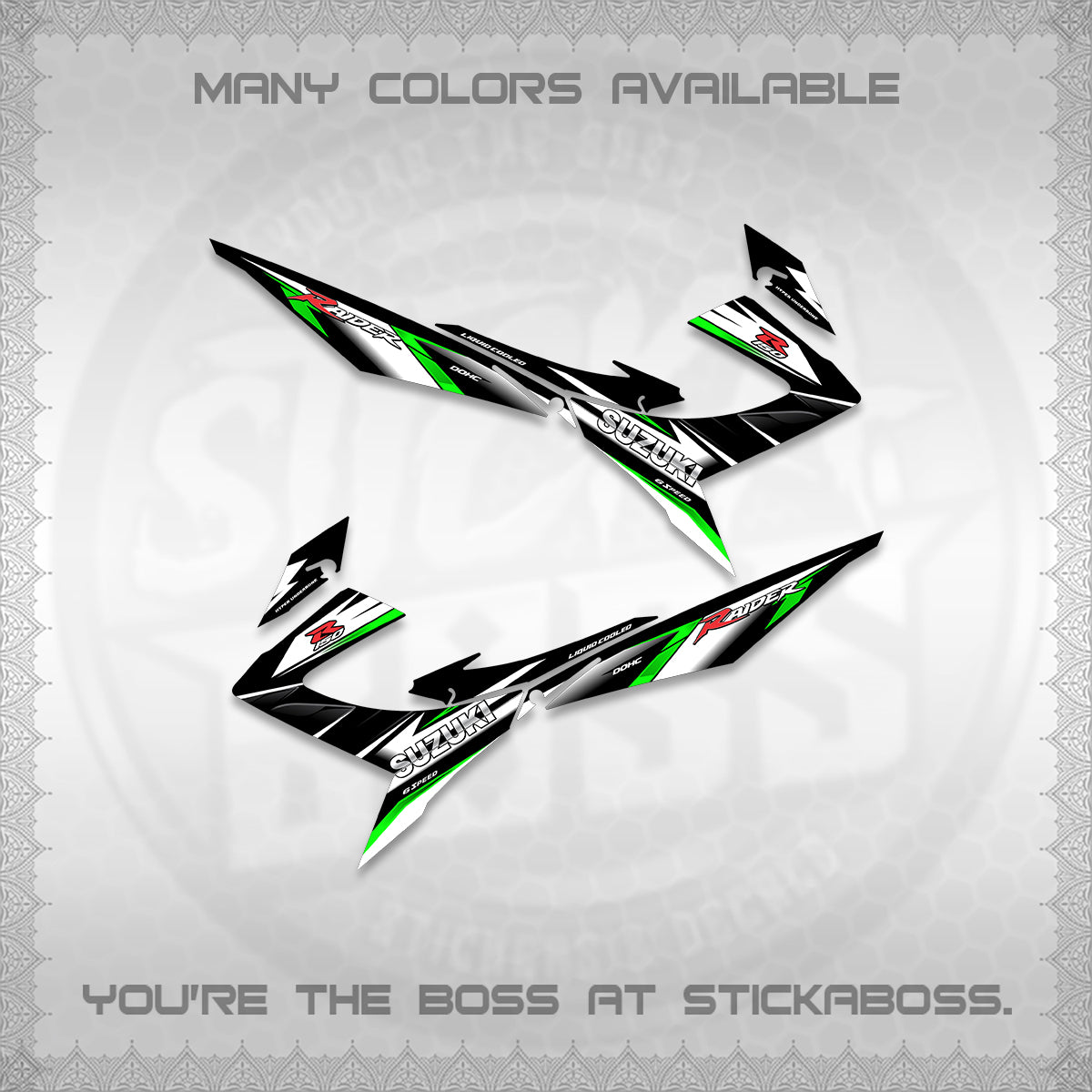 RAIDER 150 REBORN CARB DECALS (S-1 RACING) STICKER DECALS BY STICKABOSS