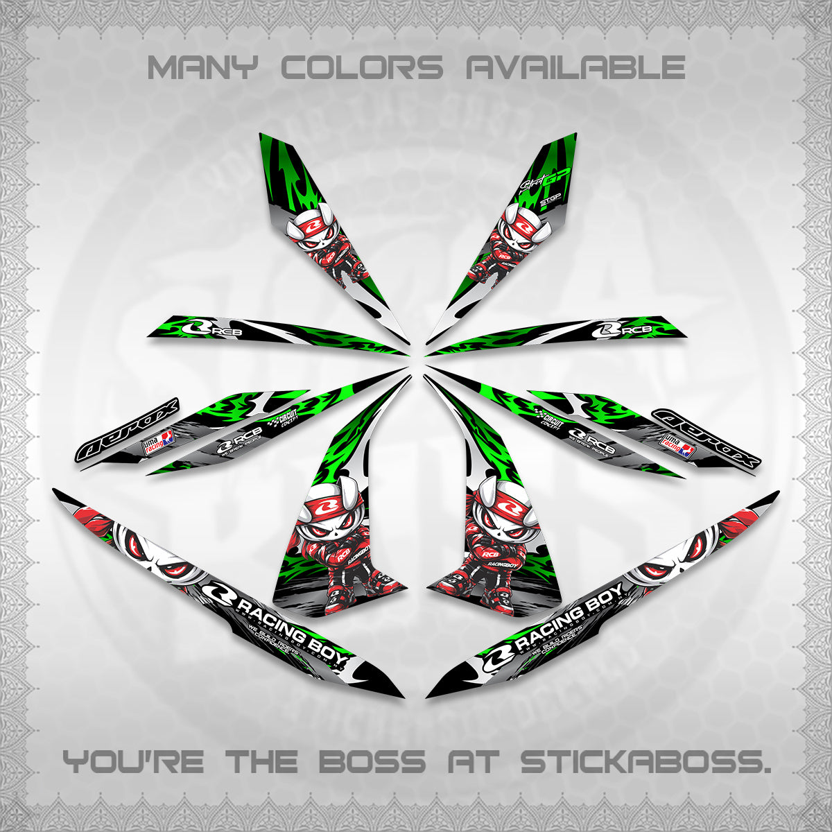 AEROX 155 V1 DECALS (2026 NEW RCB 2.0 DESIGN) STICKER KITS BY STICKABOSS