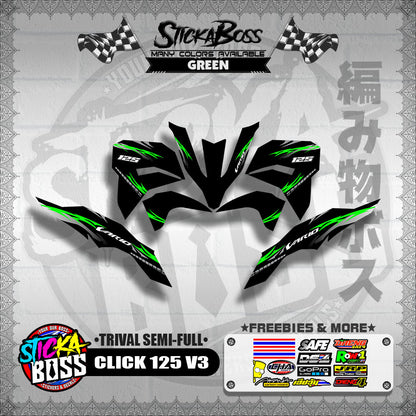 CLICK 125 V3 DECALS ( TRIVAL SEMI-FULL )【WITH FREEBIES】
