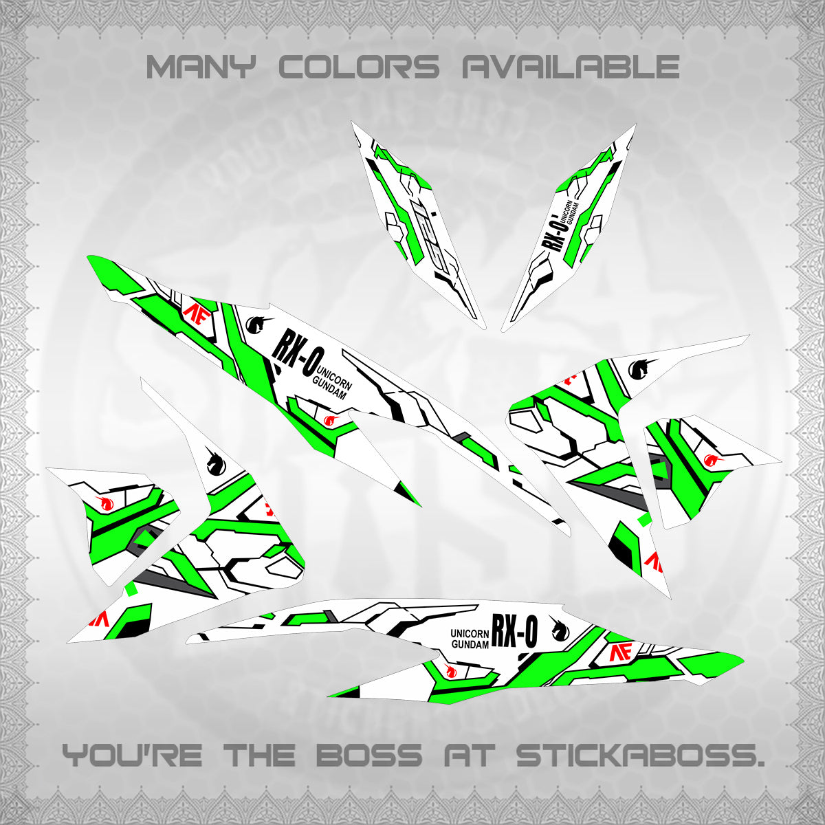 CLICK V2 FOR WHITE VARIO DECALS (RX-O UNICORN GD)STICKER DECALS By STICKABOSS
