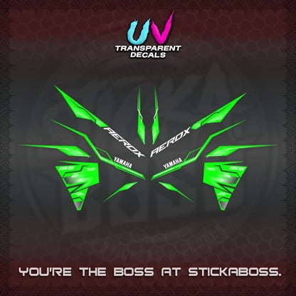 【PREMIUM UV PRINT】TRANSPARENT AEROX  V3 INDO DECALS(ALPHA TURBO 0001)STICKER DECALS By STICKABOSS