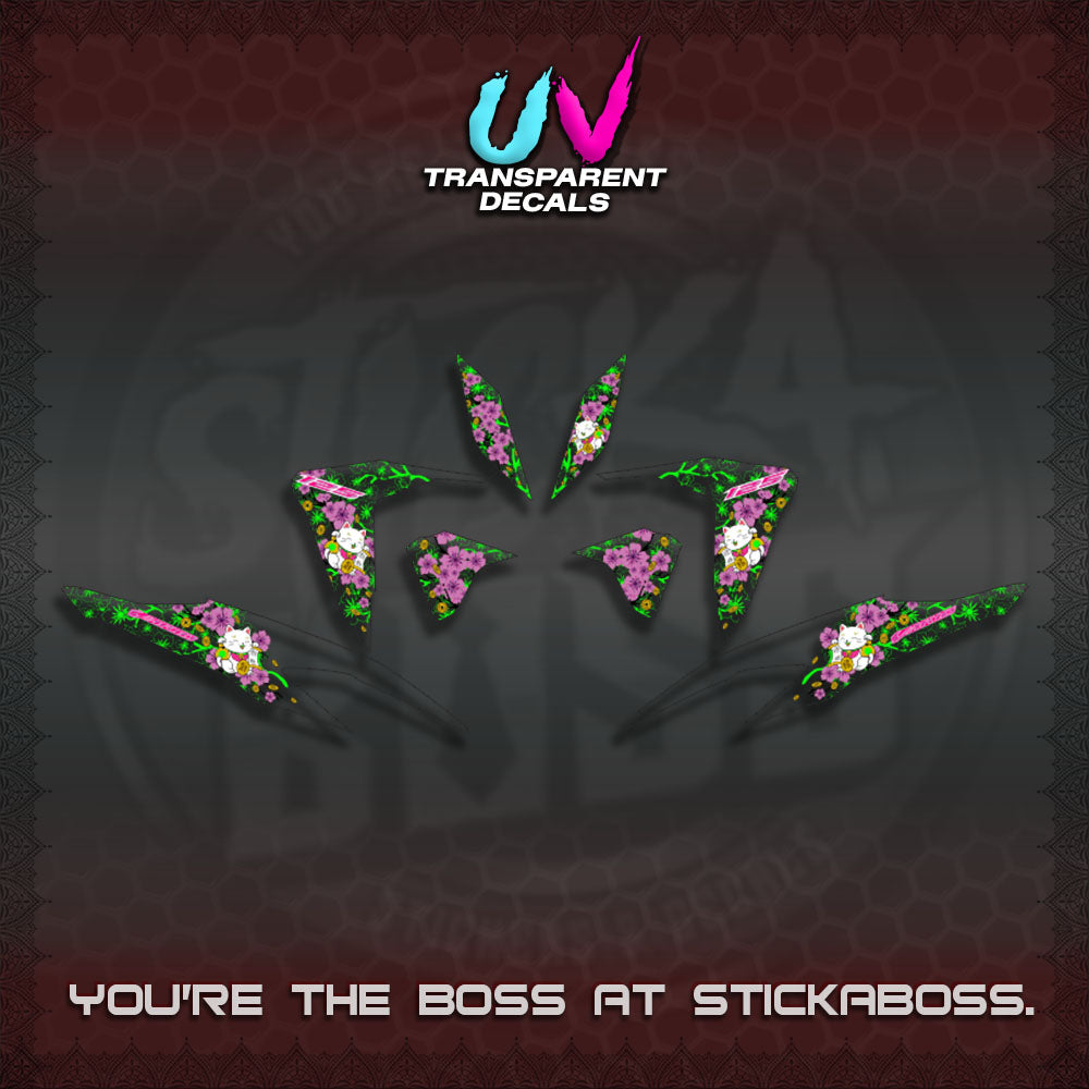 【PREMIUM UV PRINT】TRANSPARENT  CLICK 125 V2 DECALS (LUCKY CAT SAKURA STRIPING)By STICKABOSS