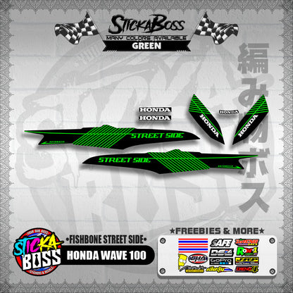 HONDA WAVE 100 DECALS ( FISHBONE STREET SIDE )【WITH FREEBIES】