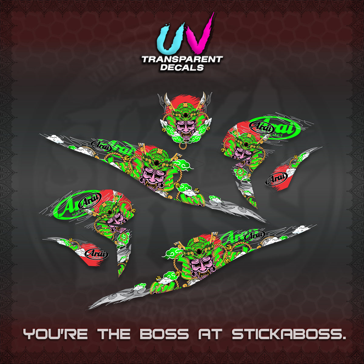BEAT FI INDO UV TRANSPARENT DECALS (2026 NEW SAMURAI MOTIF) STICKER KITS BY STICKABOSS