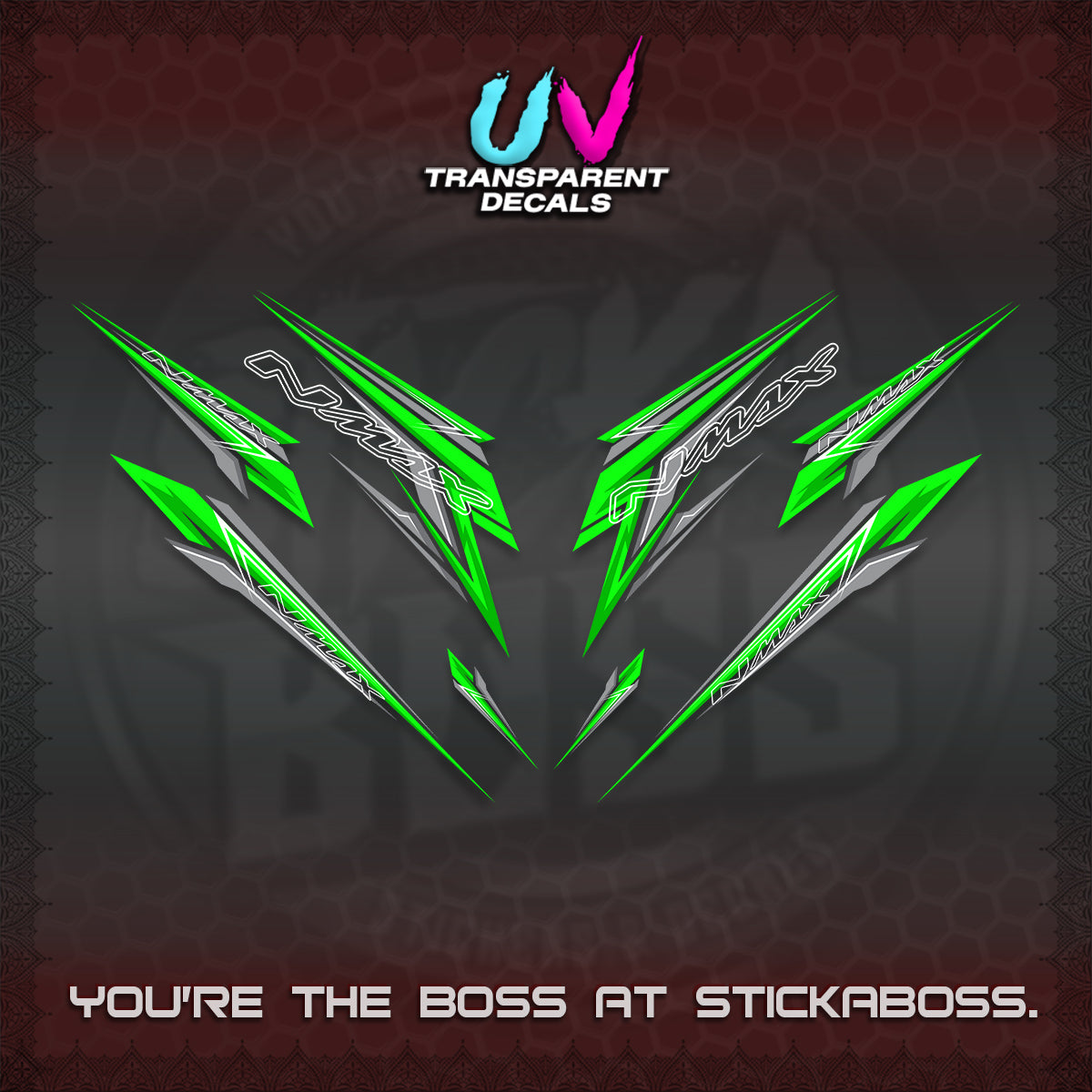 NMAX V2 UV TRANSPARENT DECALS (2024 NM 00-A1 STYLE) STICKER DECALS By STICKABOSS