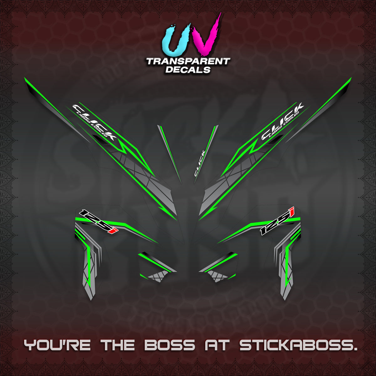 CLICK 125 V3 UV TRANSPARENT DECALS (2023 SIMPLE STRIPE DESIGN) STICKER DECALS By STICKABOSS