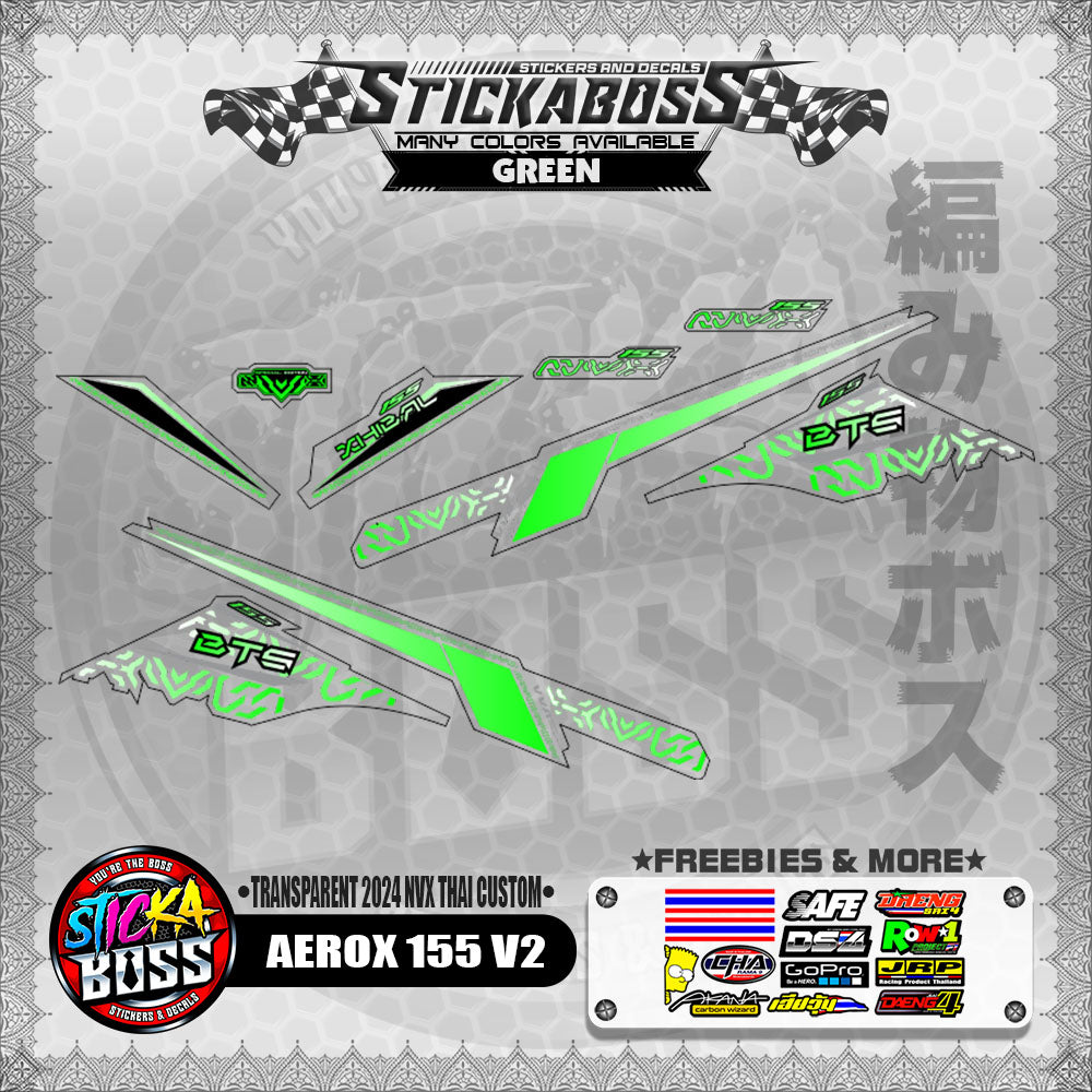 【PREMIUM UV PRINT】TRANSPARENT AEROX 155 V2 DECALS ( 2024 NVX THAI CUSTOM )【WITH FREEBIES】