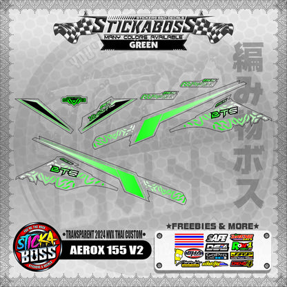 【PREMIUM UV PRINT】TRANSPARENT AEROX 155 V2 DECALS ( 2024 NVX THAI CUSTOM )【WITH FREEBIES】