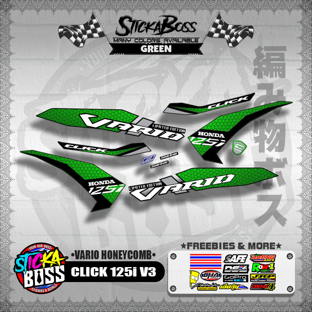 CLICK 125i V3 DECALS ( VARIO HONEYCOMB )【WITH FREEBIES】