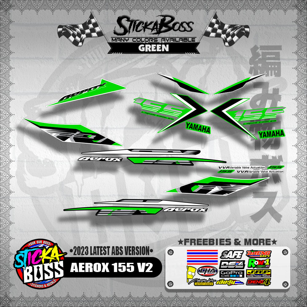 AEROX 155 V2 DECALS ( 2023 LATEST ABS VERSION ) [ PREMIUM GLOSSY LAMINATED ]【WITH FREEBIES】