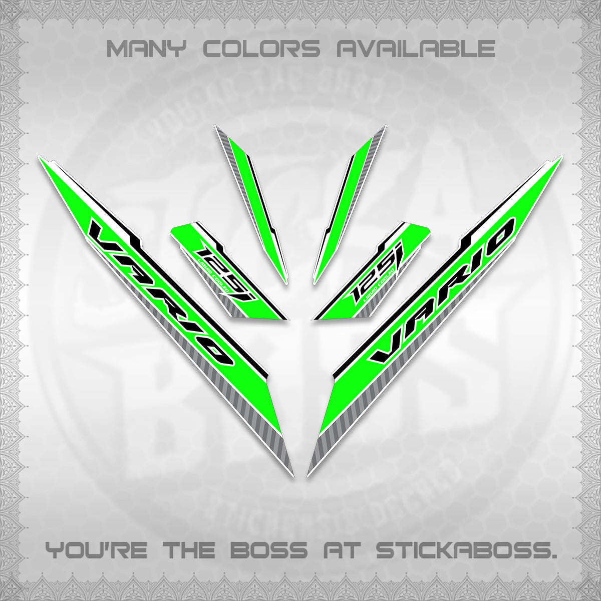 CLICK 125 V3 VARIO FOR WHITE DECALS (2024 SV 12-A1 STYLE) STICKER DECALS By STICKABOSS