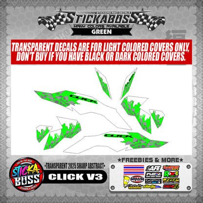 CLICK V3 INDO STICKER DECALS ( TRANSPARENT 2025 SHARP ABSTRACT )【WITH FREEBIES】