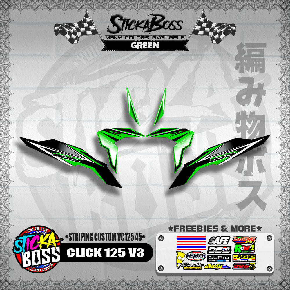 CLICK 125 V3 DECALS ( STRIPING CUSTOM VC125 45 )【WITH FREEBIES】