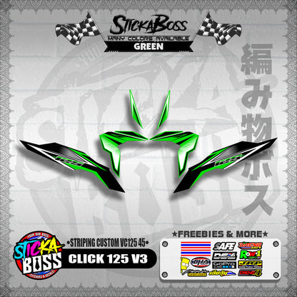CLICK 125 V3 DECALS ( STRIPING CUSTOM VC125 45 )【WITH FREEBIES】