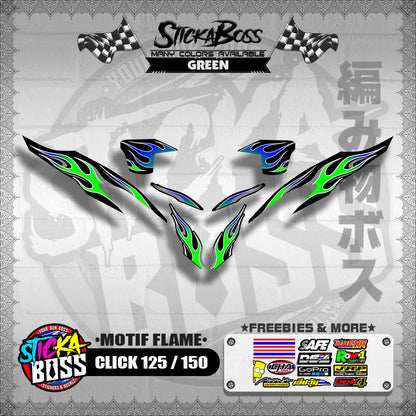 CLICK 125 / 150 V2 DECALS ( MOTIF FLAME )【WITH FREEBIES】