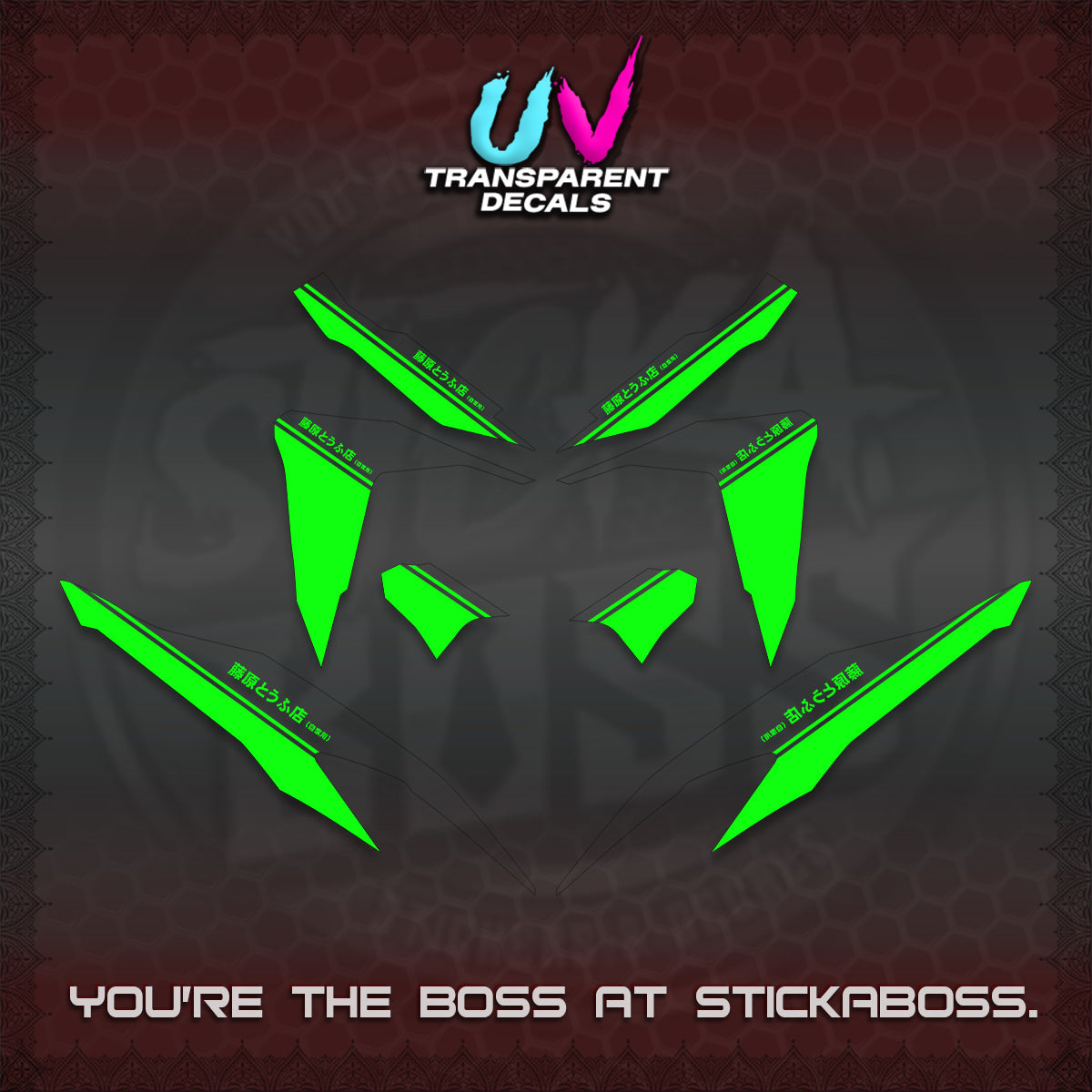 CLICK V2 UV TRANSPARENT DECALS (TRUENO STYLE DESIGN) STICKER KITS BY STICKABOSS
