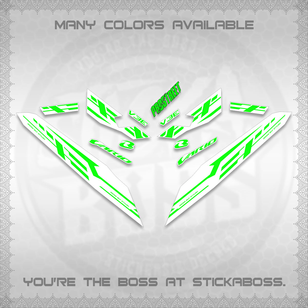 CLICK V3 FOR WHITE VARIO DECALS (2026 V3E 001 DESIGN)STICKER DECALS By STICKABOSS