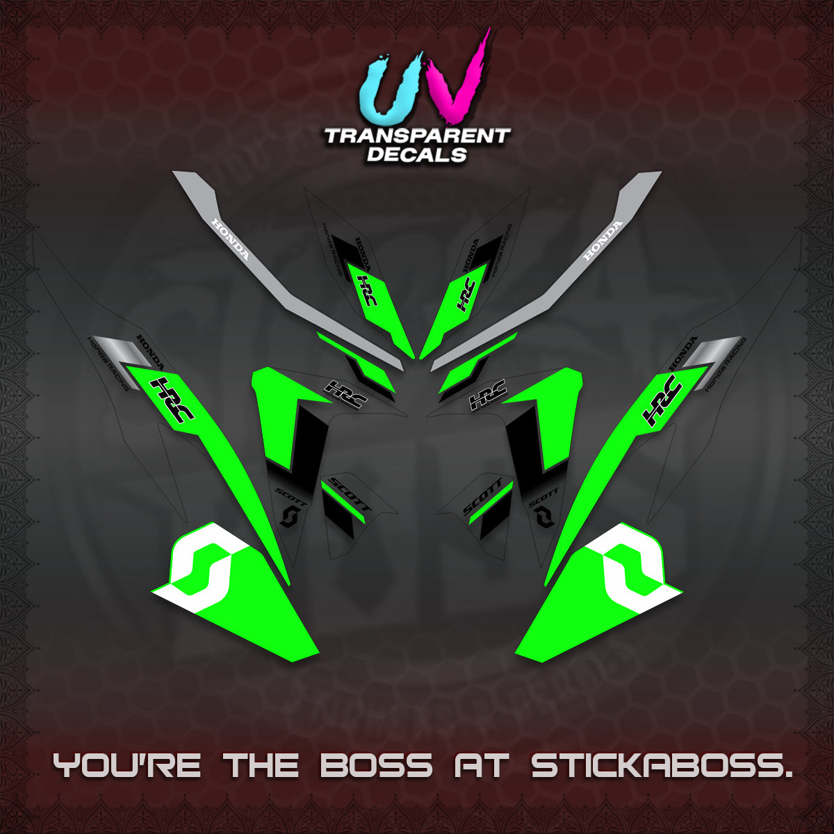 CLICK V2 UV TRANSPARENT DECALS (SCOTTxHRC DESIGN)STICKER KITS By STICKABOSS